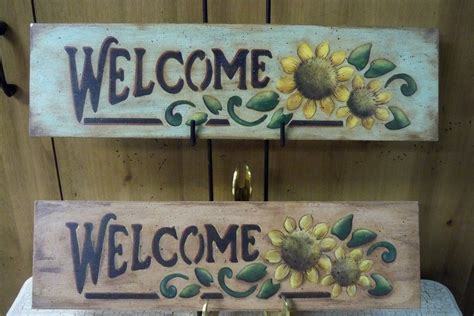 Wooden Welcome Sunflower Sign Hand Painted