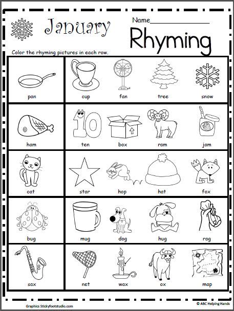 Rhyming Worksheet For January Made By Teachers Rhyming Worksheet