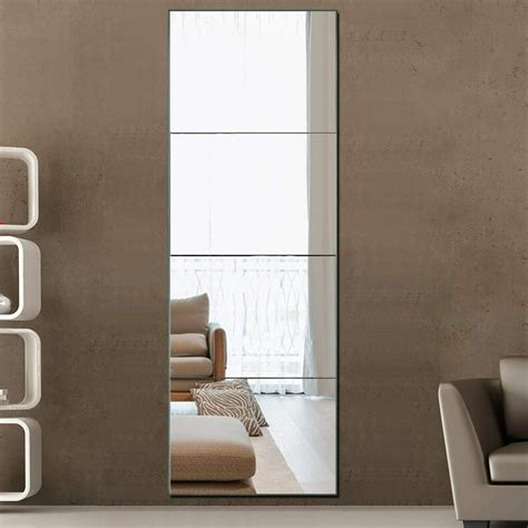 Neutype Frameless Full Length Mirror Wall Mirror Tiles Set Of 4 Large Size Rectangular Glass