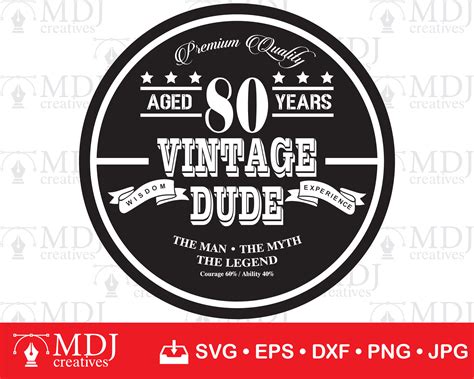 80th Vintage Dude Svg 80th Cut File Svg 80th Birthday Svg Etsy Uk