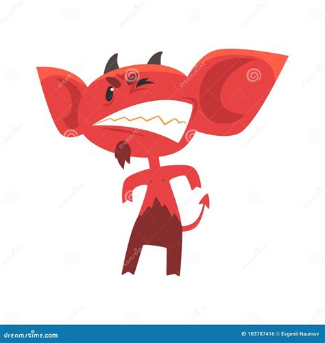 Angry Devil Standing In Threatening Pose And Showing Teeth Red Demon