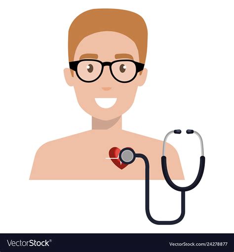 Medical Patient Shirtless With Heart Royalty Free Vector
