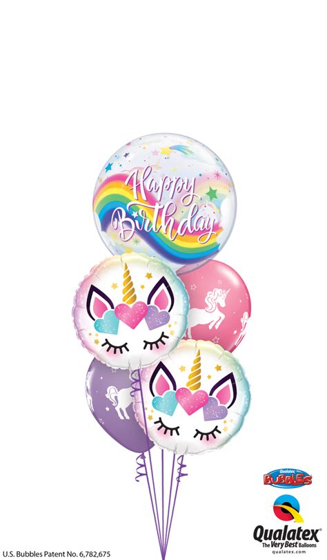Rainbows Unicorn Happy Birthday Balloon Bouquet