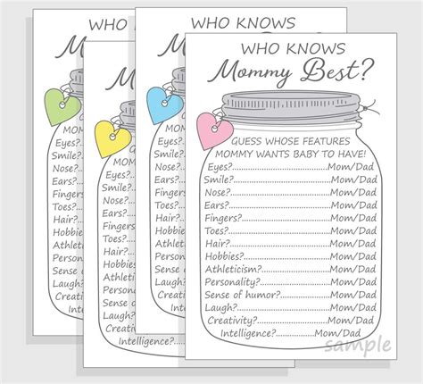 Who Knows Mommy Best Baby Shower Game Printable Diy Cell