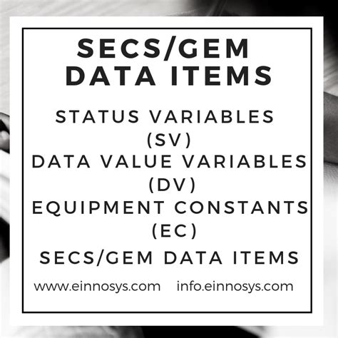 Secsgem Gem300 Smart Factory And Industry 40 Secsgem Data Items