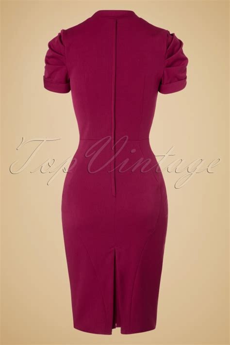 Germaine Lee Pencil Dress Années 1940 En Framboise