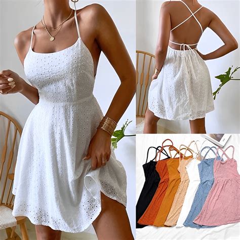 Kilyph Summer Beach Dress 2023 Swiss Sexy Crisscross Tieback Slip Dress 9a0033 Shopee Philippines