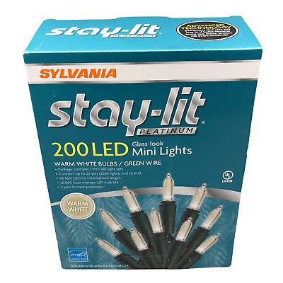 Sylvania V44570 60 200 LED Stay Lit Glass Look Mini Holiday Lights Warm