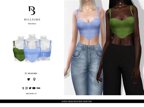 The Sims Resource Satin Mesh Bustier Crop Top