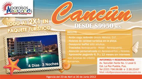 Programa Destinos MÉxico Cancún Todo Al 2x1 En Paquete Turístico