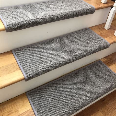 Rated 4.5 out of 5 stars. Big Sky Medium Light Grey 100% Wool True Bullnose™ Padded Carpet Stair Tread JMish Step Comfort ...