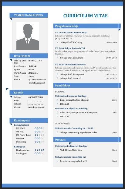 Desain cv simple tau desain cv kreatif? Contoh Biodata Kerja - Contoh QQ