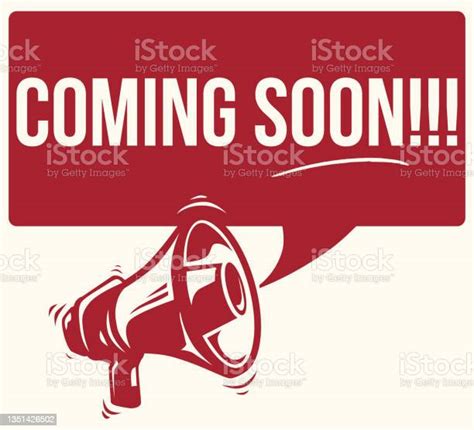 Coming Soon Advertising Sign With Megaphone Stock Illustration