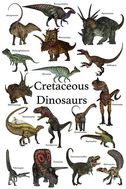 Plakat Der Prähistorischen Dinosaurier Während Der Kreidezeit Zeitraum
