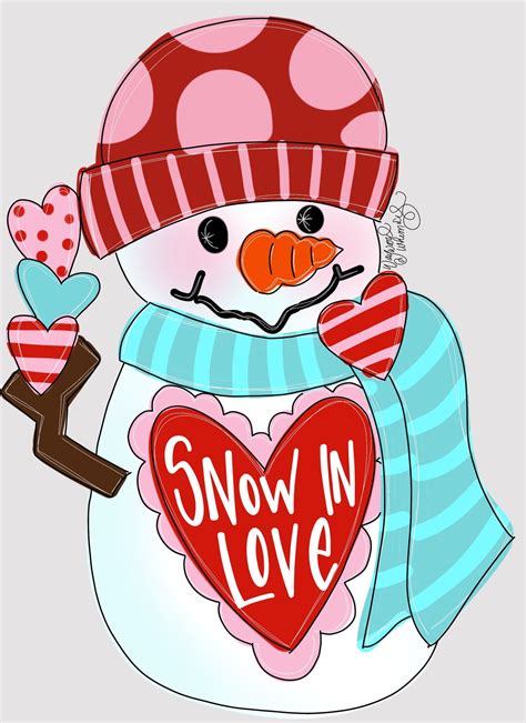 Snow In Love Snowman Valentine Door Hanger Downloadable File Printable