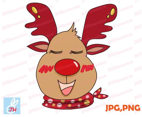Christmas Cute Reindeer Png Reindeer Sublimation Design Etsy