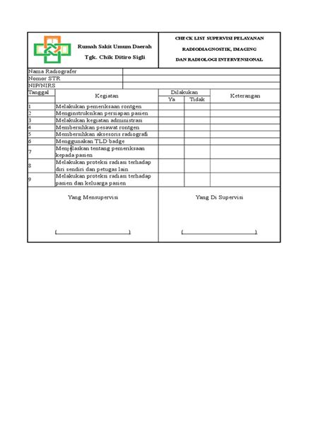 Formulir Supervisi Pelayanan Radiologi Pdf