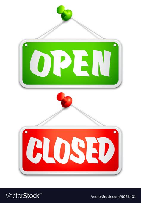 Open And Closed Door Signs Royalty Free Vector Image