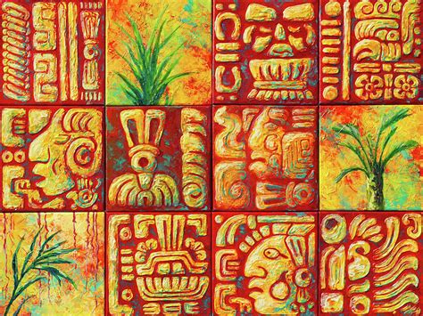 Mayan Tiles Painting By Marion Rose