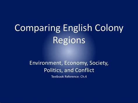 Comparing English Colony Regions