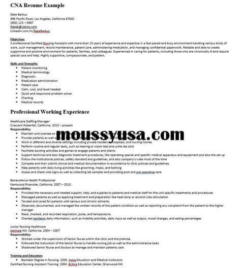 Cna Resume Example And Job Description Mous Syusa