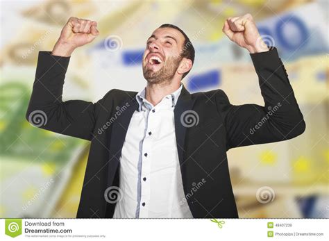 Man celebrates winning stock image. Image of executive ...