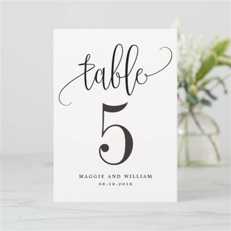 Lovely Calligraphy Table Number Card Zazzle