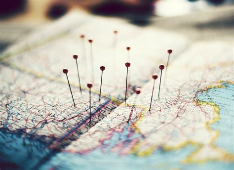 Closeup Of Pins On The Map Planning Travel Journey Free Stock Photo