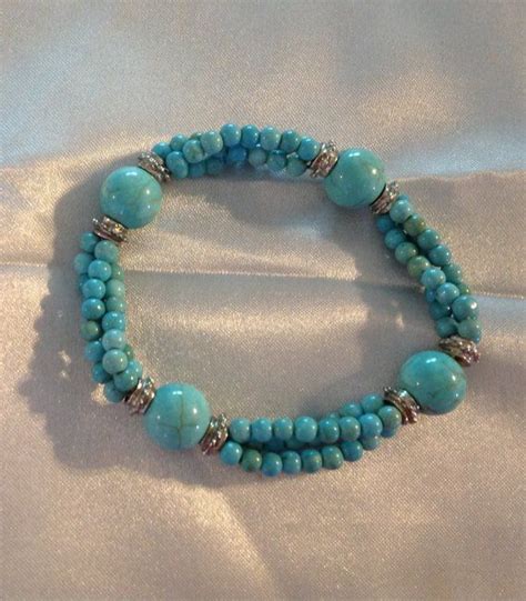 Beautiful Genuine Turquoise Beaded Bracelet With Images Beaded