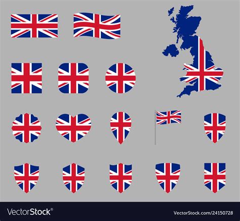 Uk Flag Icon Set British National Flag Icons Vector Image