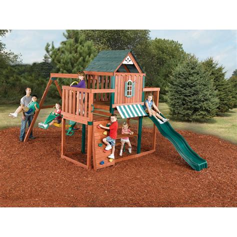 Swing set kits vs ready made swings. Swing-N-Slide Winchester Wood Swing Set - Build a fun-filled, adventurous playhouse for your ...