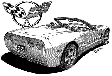 C 5 Corvette Convertible Drawing By Rod Seel Pixels