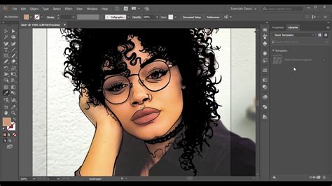 Digital Portrait Curly Hair Adobe Illustrator Youtube