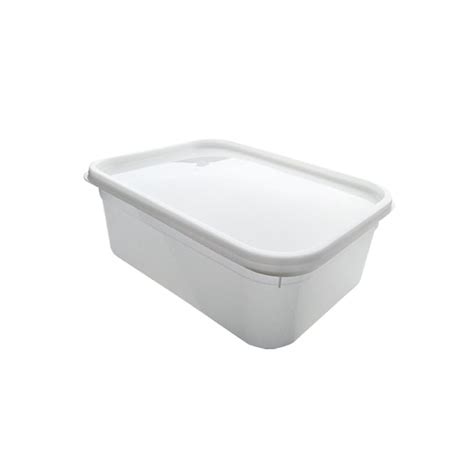 2 Litre Rectangular Plastic Container And Lid Single