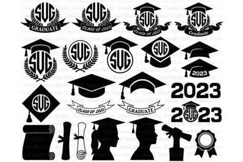 2023 Graduation Monogram Svg Graduation Hat Graduate Svg Etsy