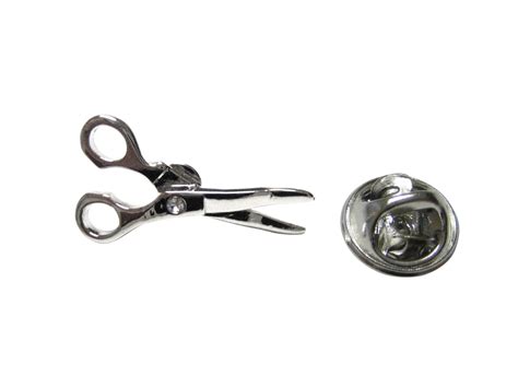 Silver Toned Scissor Lapel Pin Kiola Designs