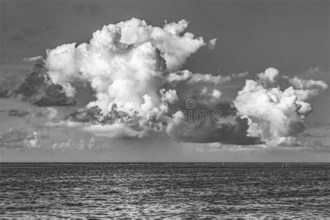 Black White Large White Rain Cloud Blue Water Moorea Tahiti Stock Photo