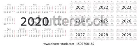 Calendar Spanish 2020 2021 2022 2023 Stock Vector Royalty Free 1507700189