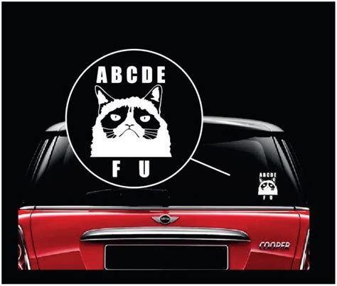 Grumpy Cat Abcd Fu Window Decal Sticker Grumpy Cat Car Decals