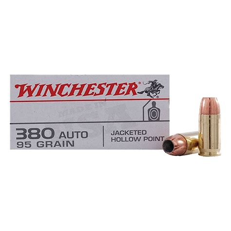 Winchester Usa 380 Auto Acp 95gr Jhp Centerfire Handgun Ammo 50 Rounds Sportsmans Warehouse