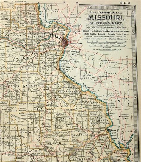 Original 1897 Map Of The Southern Part Of Missouri By The Etsy