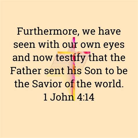 1 John 4 14 Furthermore We Have Seen With Our Own Eyes And Now Testify