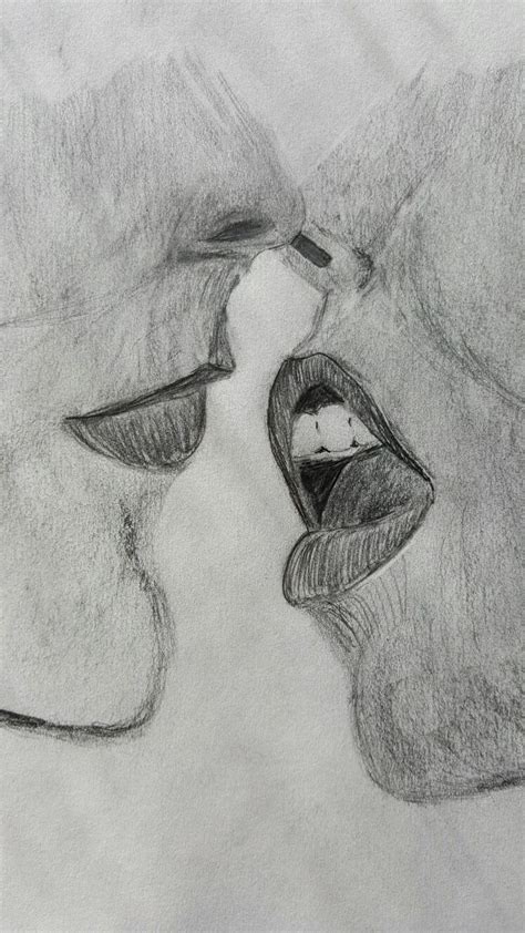Passion Kiss In Pencil Pencil Sketch Line Art Kiss Images
