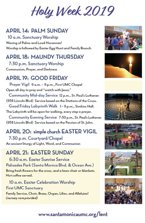 Holy Week Schedule 2019 First United Methodist Church Of Santa Monica