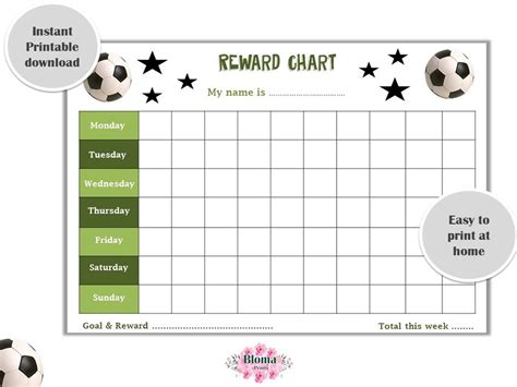 Reward Chart Footballsoccer Printable Childrenkids Reward Chart
