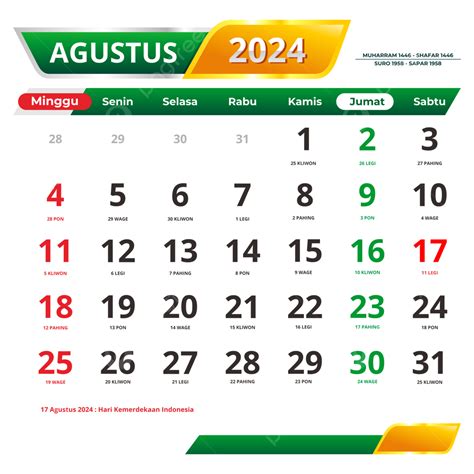 Kalender Agustus 2024 Lengkap Dengan Tanggal Merah Dan Hari Libur