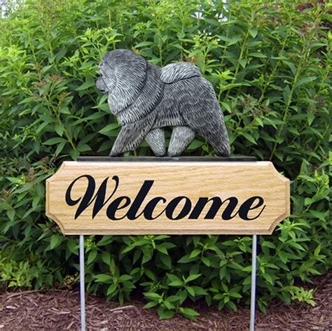Chow Chow Wood Welcome Outdoor Sign Blue