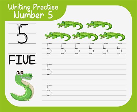 Number Five Tracing Worksheets 418119 Vector Art At Vecteezy