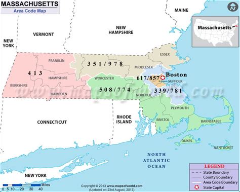 Massachusetts Area Codes Map Of Massachusetts Area Codes