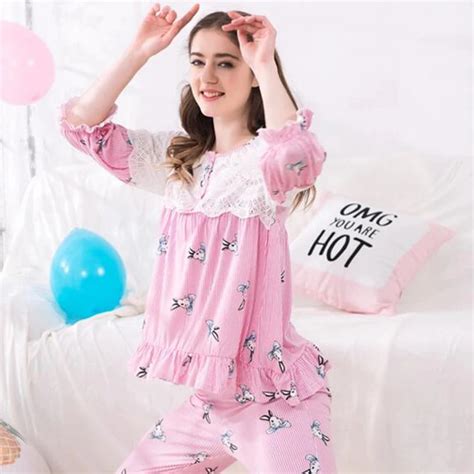 The New Modal Lace Cute Maternity Pajamas Pregnancy Pajamas Pregnant Sleepwear Pregnant